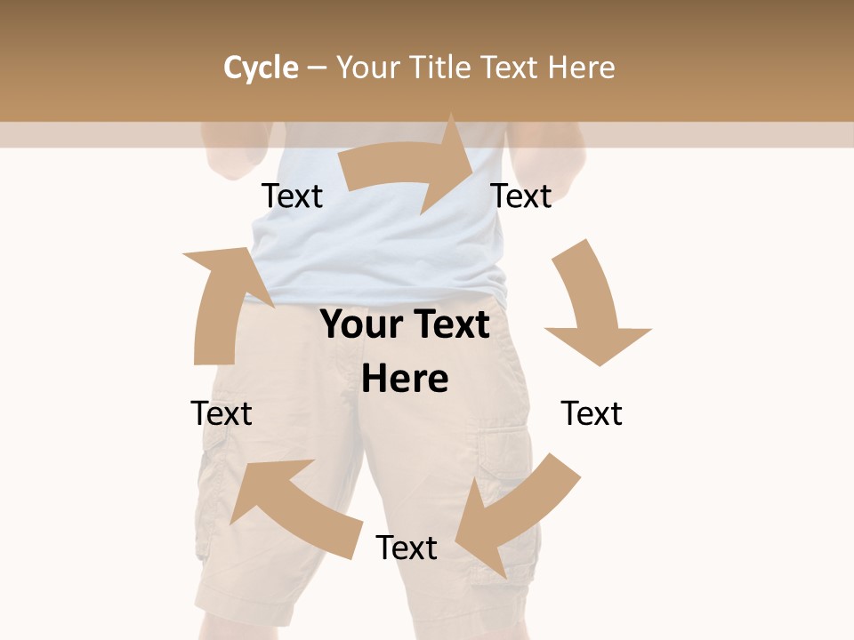 A Man In A Blue Shirt And Khaki Shorts Is Giving A Thumbs Up PowerPoint Template