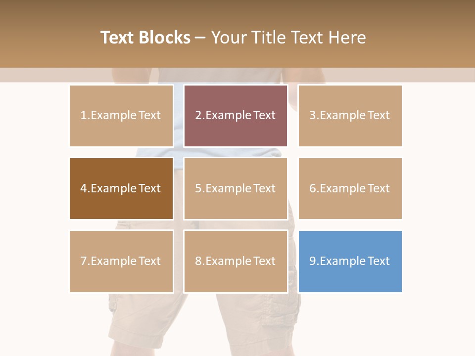 A Man In A Blue Shirt And Khaki Shorts Is Giving A Thumbs Up PowerPoint Template