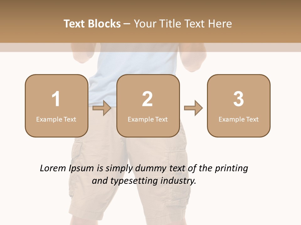 A Man In A Blue Shirt And Khaki Shorts Is Giving A Thumbs Up PowerPoint Template