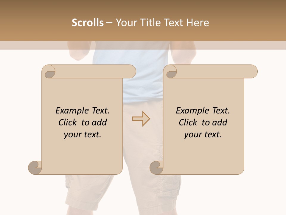 A Man In A Blue Shirt And Khaki Shorts Is Giving A Thumbs Up PowerPoint Template