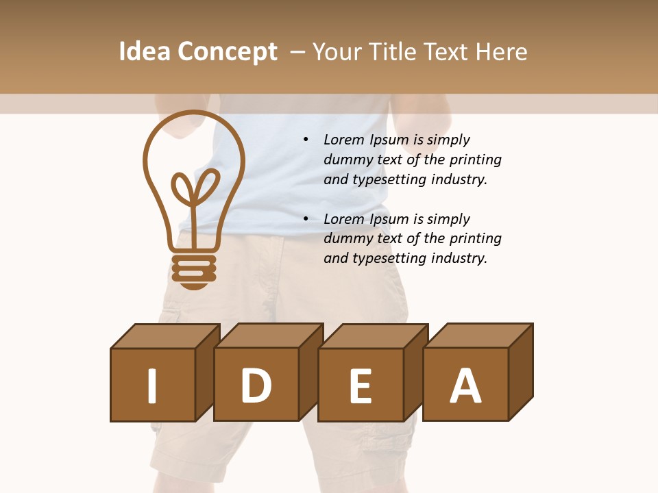 A Man In A Blue Shirt And Khaki Shorts Is Giving A Thumbs Up PowerPoint Template