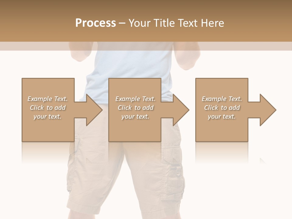 A Man In A Blue Shirt And Khaki Shorts Is Giving A Thumbs Up PowerPoint Template