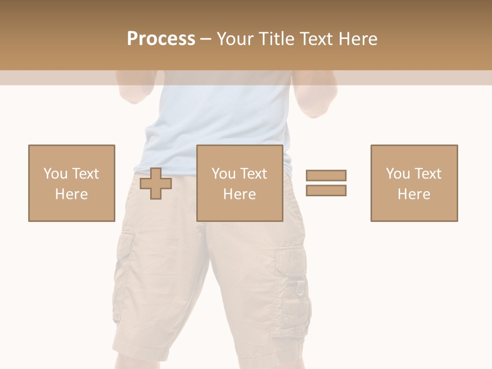 A Man In A Blue Shirt And Khaki Shorts Is Giving A Thumbs Up PowerPoint Template
