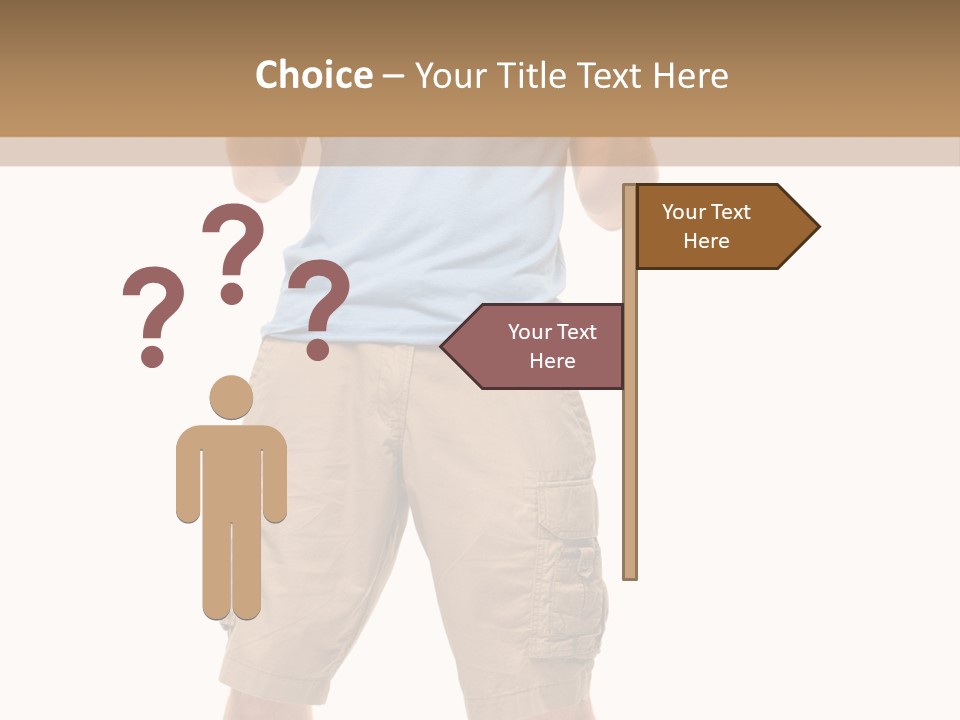 A Man In A Blue Shirt And Khaki Shorts Is Giving A Thumbs Up PowerPoint Template