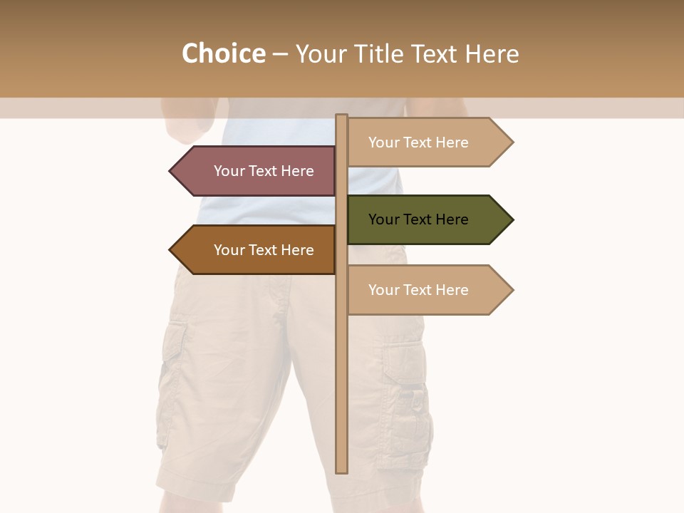 A Man In A Blue Shirt And Khaki Shorts Is Giving A Thumbs Up PowerPoint Template