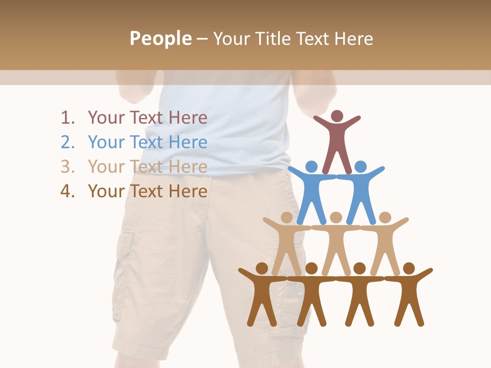 A Man In A Blue Shirt And Khaki Shorts Is Giving A Thumbs Up PowerPoint Template