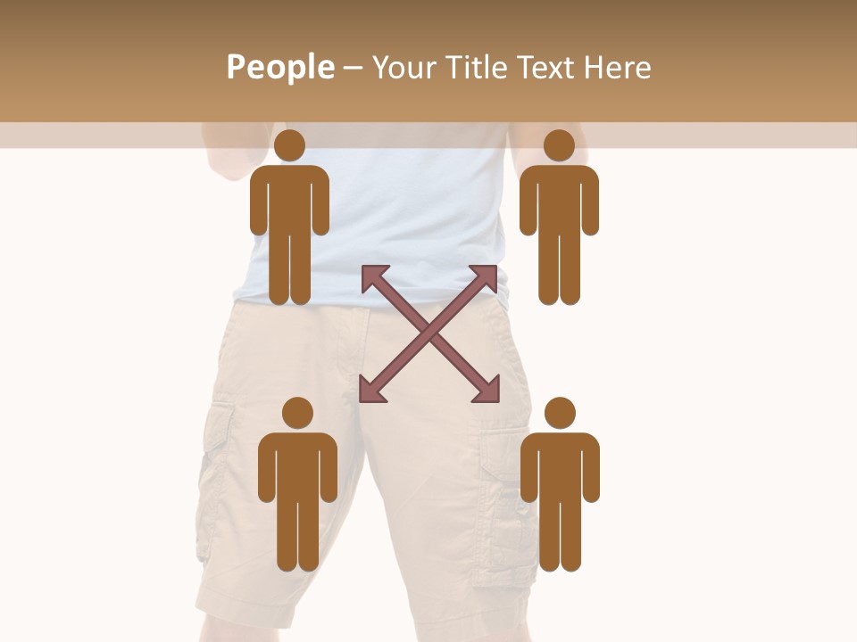 A Man In A Blue Shirt And Khaki Shorts Is Giving A Thumbs Up PowerPoint Template