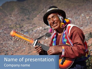 A Man With A Guitar On A Mountain Top PowerPoint Template