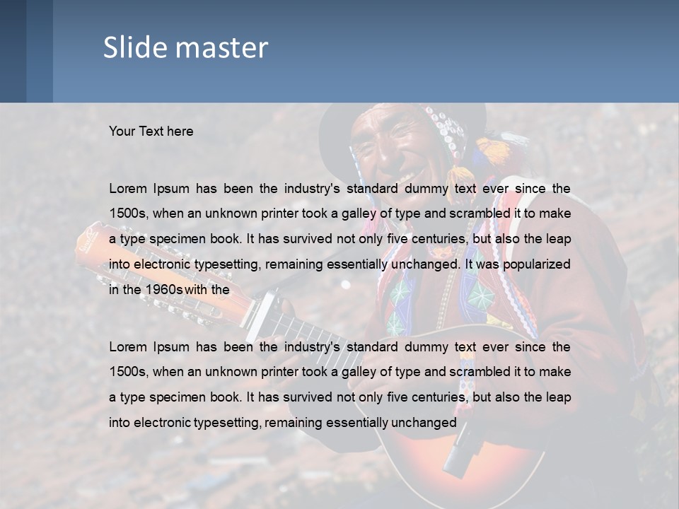 A Man With A Guitar On A Mountain Top PowerPoint Template