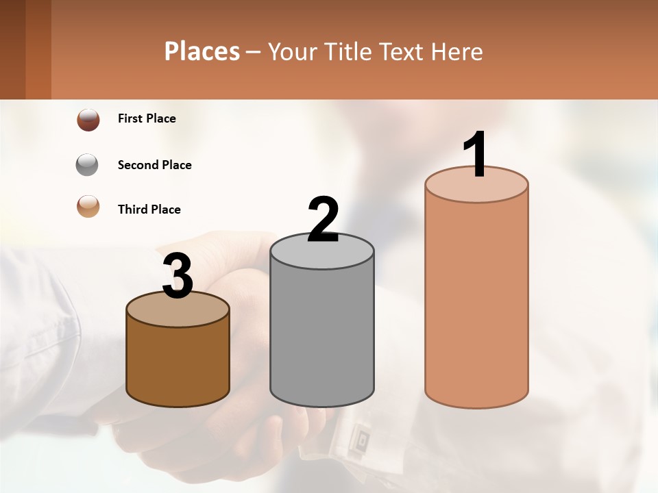 Two People Shaking Hands In Front Of A Blurry Background PowerPoint Template