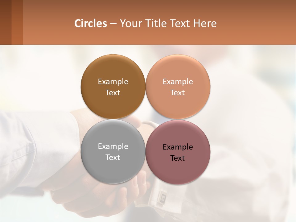 Two People Shaking Hands In Front Of A Blurry Background PowerPoint Template