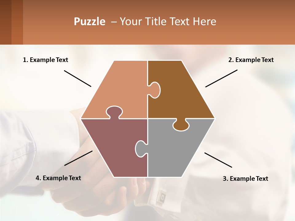 Two People Shaking Hands In Front Of A Blurry Background PowerPoint Template