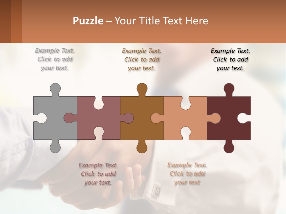 Two People Shaking Hands In Front Of A Blurry Background PowerPoint Template