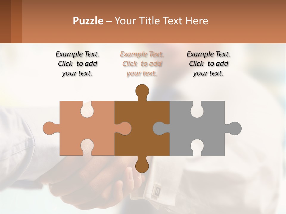 Two People Shaking Hands In Front Of A Blurry Background PowerPoint Template