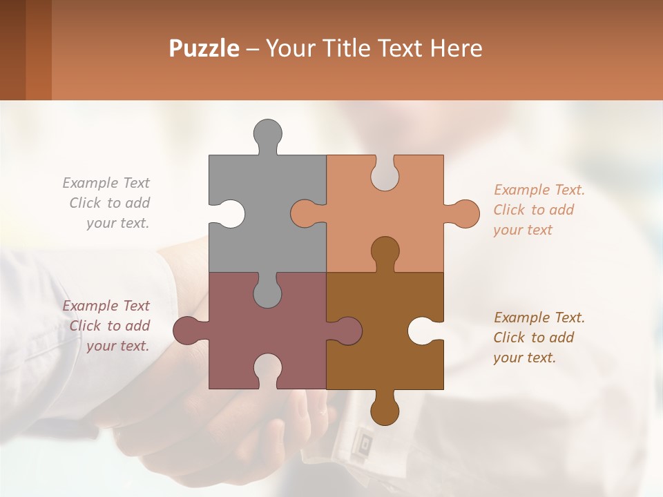 Two People Shaking Hands In Front Of A Blurry Background PowerPoint Template