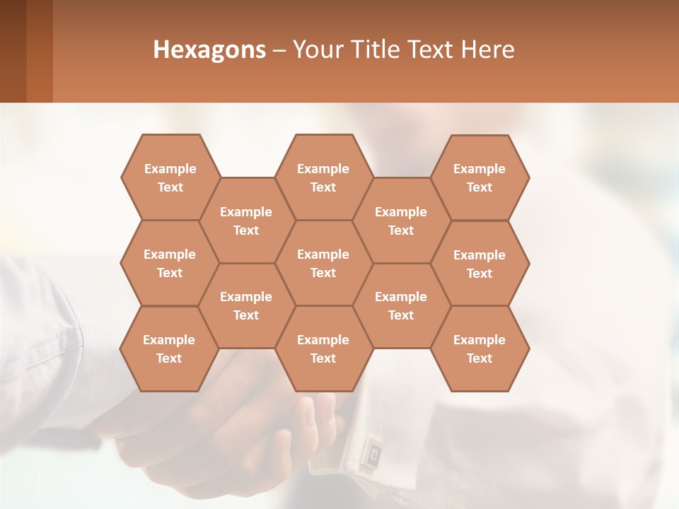 Two People Shaking Hands In Front Of A Blurry Background PowerPoint Template