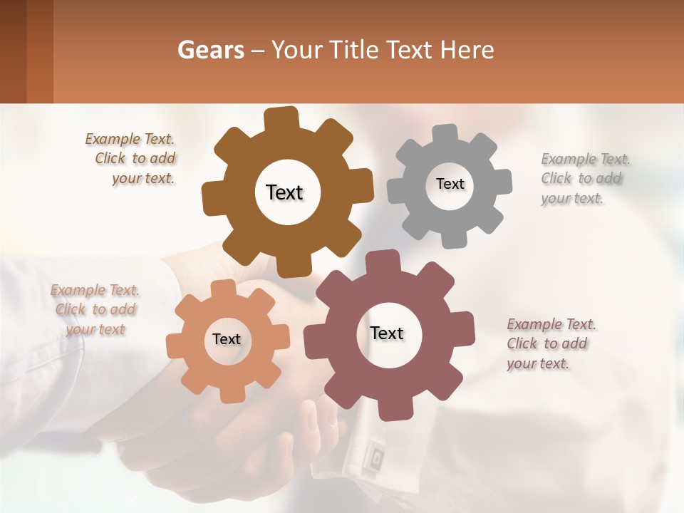 Two People Shaking Hands In Front Of A Blurry Background PowerPoint Template