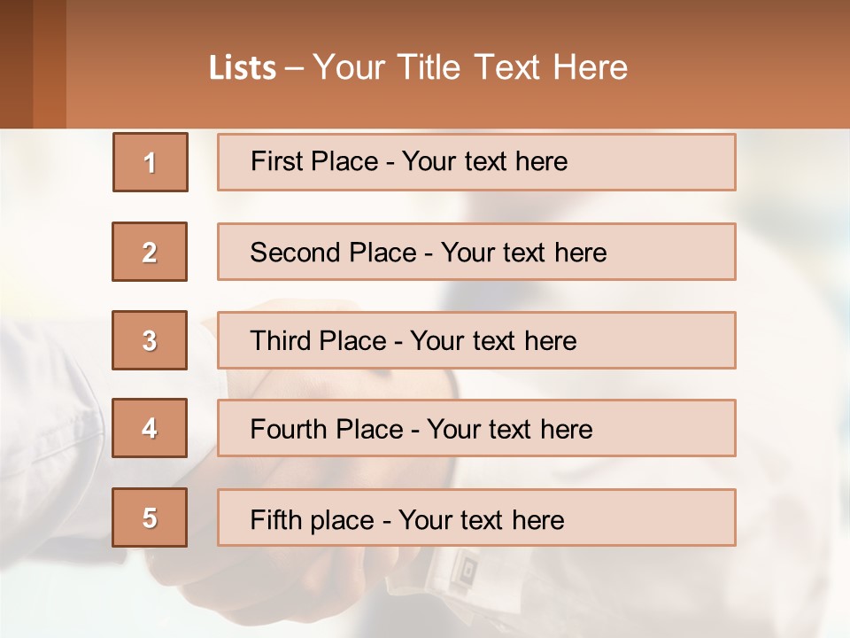 Two People Shaking Hands In Front Of A Blurry Background PowerPoint Template