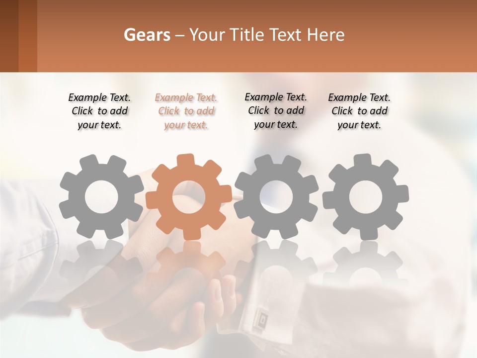 Two People Shaking Hands In Front Of A Blurry Background PowerPoint Template