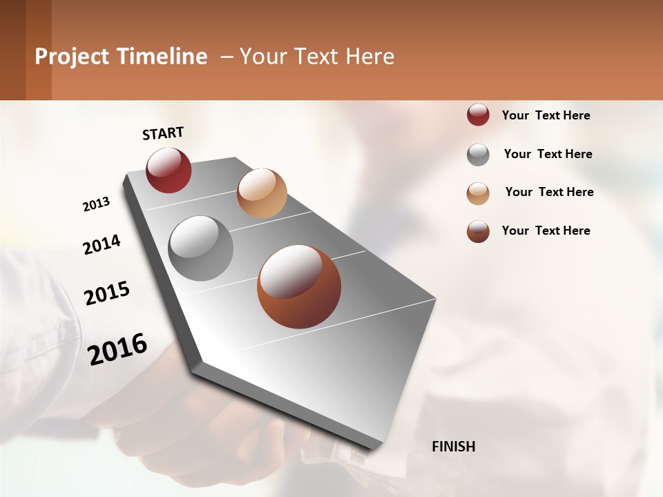 Two People Shaking Hands In Front Of A Blurry Background PowerPoint Template