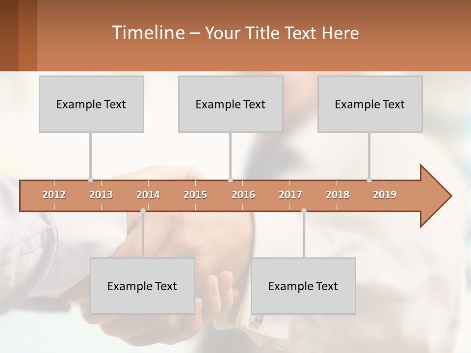 Two People Shaking Hands In Front Of A Blurry Background PowerPoint Template