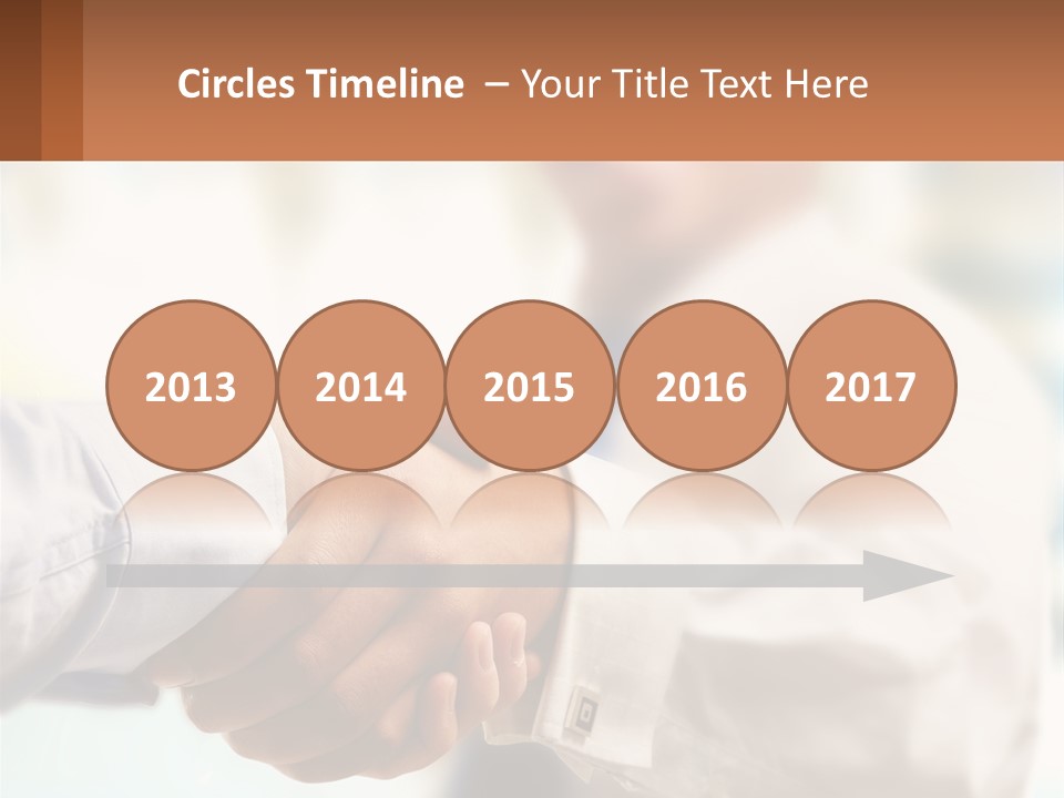 Two People Shaking Hands In Front Of A Blurry Background PowerPoint Template