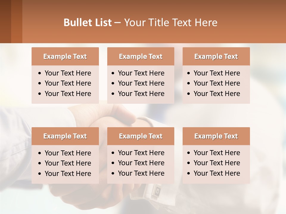 Two People Shaking Hands In Front Of A Blurry Background PowerPoint Template