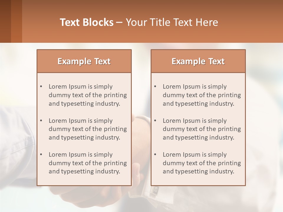 Two People Shaking Hands In Front Of A Blurry Background PowerPoint Template