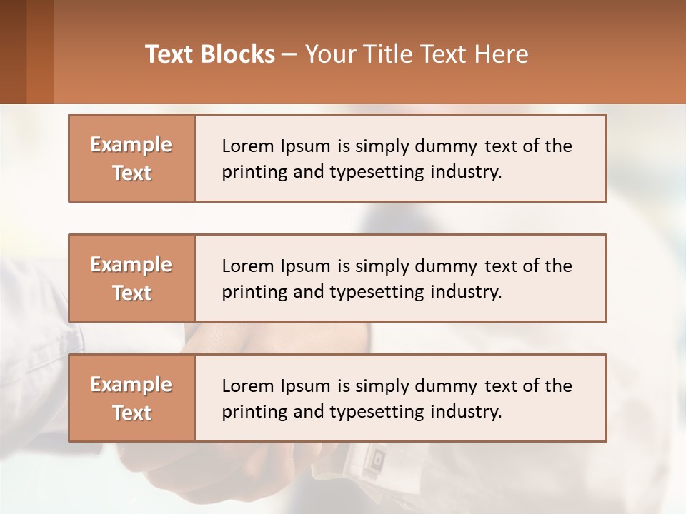 Two People Shaking Hands In Front Of A Blurry Background PowerPoint Template