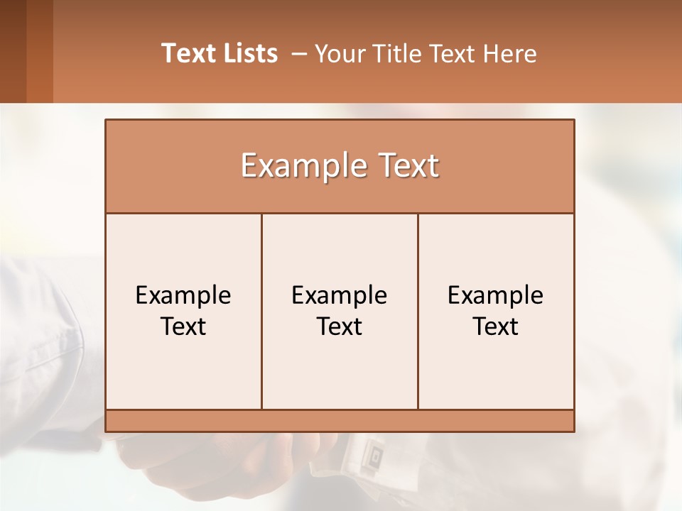 Two People Shaking Hands In Front Of A Blurry Background PowerPoint Template