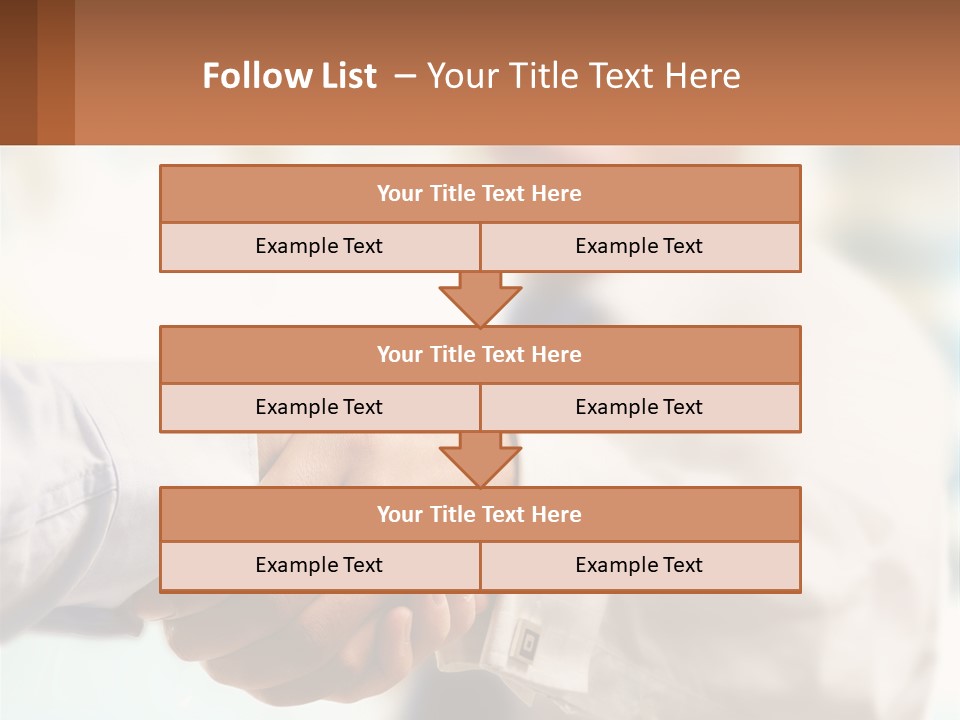 Two People Shaking Hands In Front Of A Blurry Background PowerPoint Template