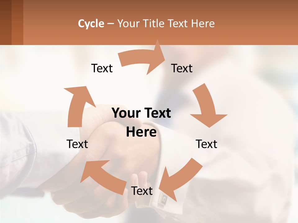 Two People Shaking Hands In Front Of A Blurry Background PowerPoint Template