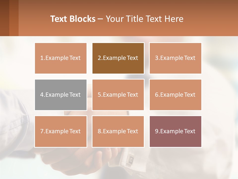 Two People Shaking Hands In Front Of A Blurry Background PowerPoint Template