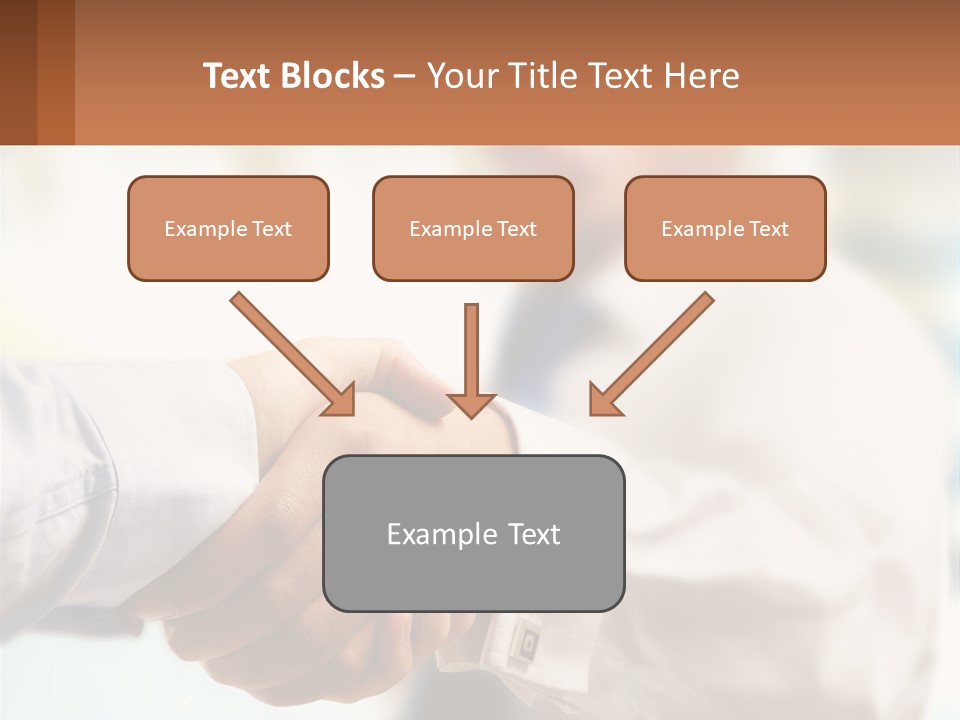 Two People Shaking Hands In Front Of A Blurry Background PowerPoint Template