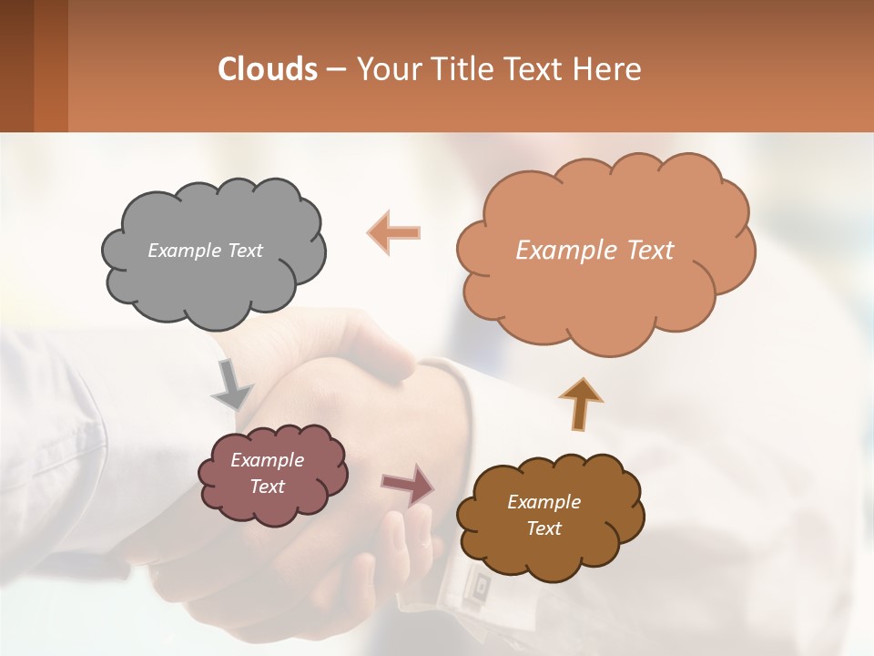 Two People Shaking Hands In Front Of A Blurry Background PowerPoint Template