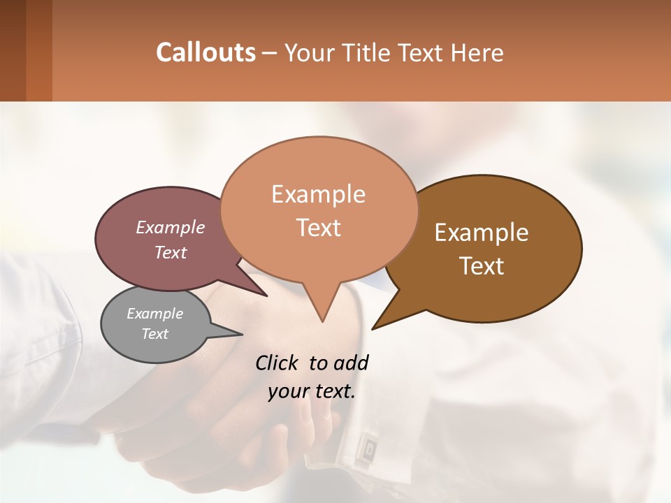 Two People Shaking Hands In Front Of A Blurry Background PowerPoint Template