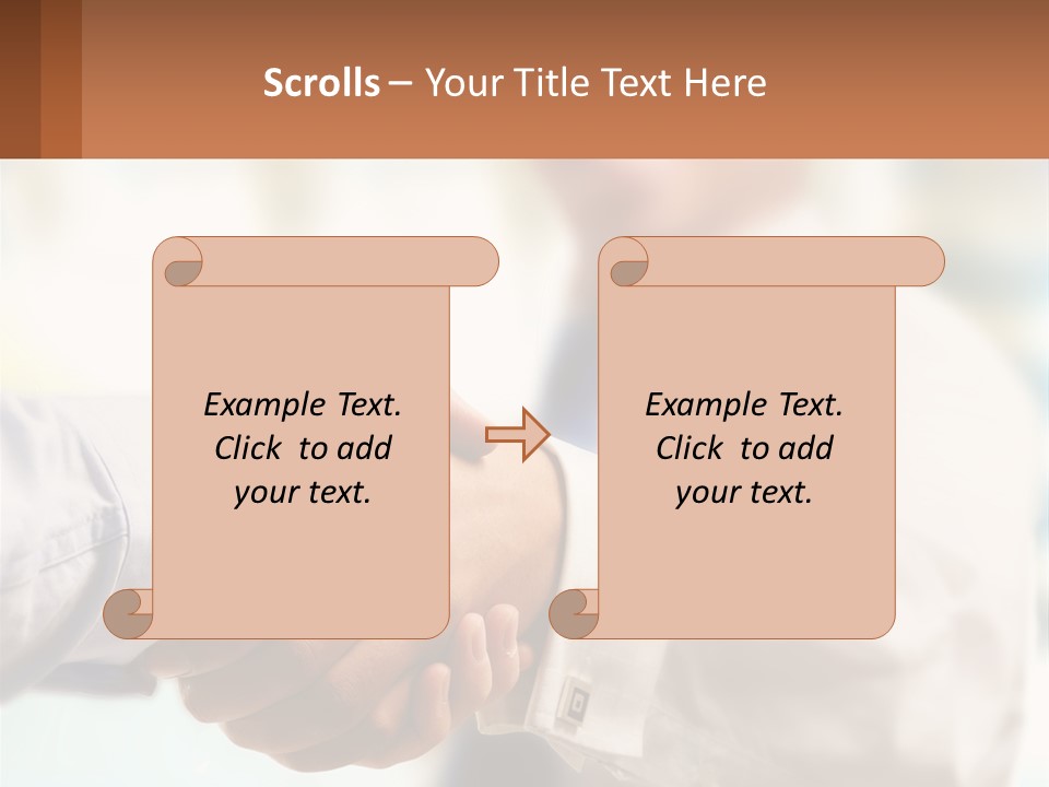 Two People Shaking Hands In Front Of A Blurry Background PowerPoint Template