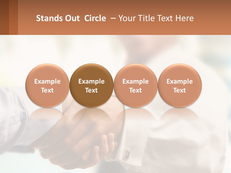 Two People Shaking Hands In Front Of A Blurry Background PowerPoint Template