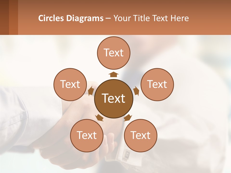 Two People Shaking Hands In Front Of A Blurry Background PowerPoint Template