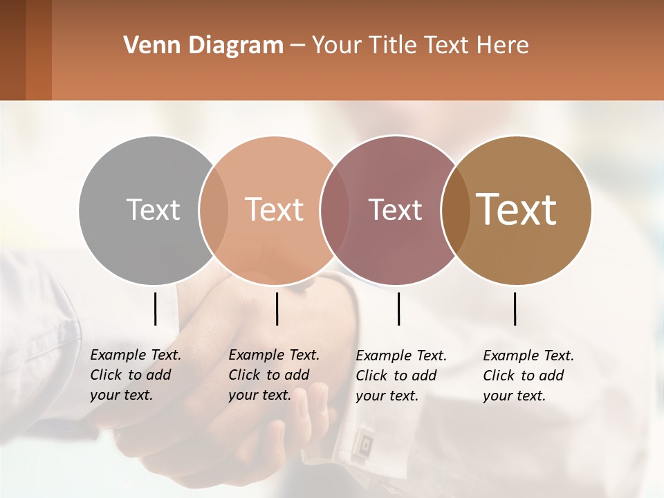 Two People Shaking Hands In Front Of A Blurry Background PowerPoint Template