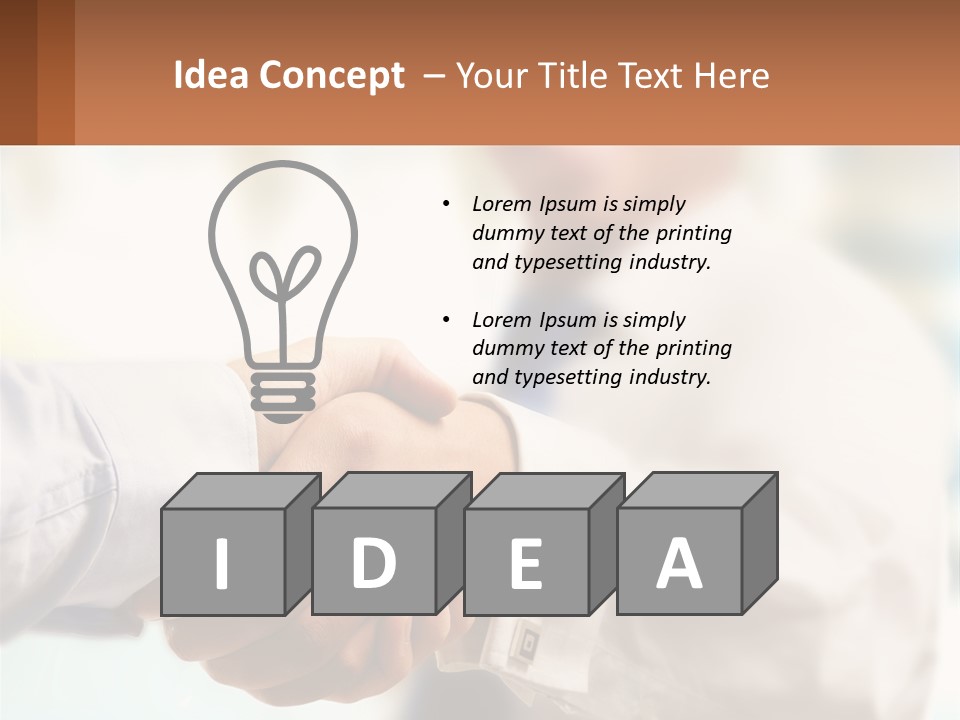 Two People Shaking Hands In Front Of A Blurry Background PowerPoint Template