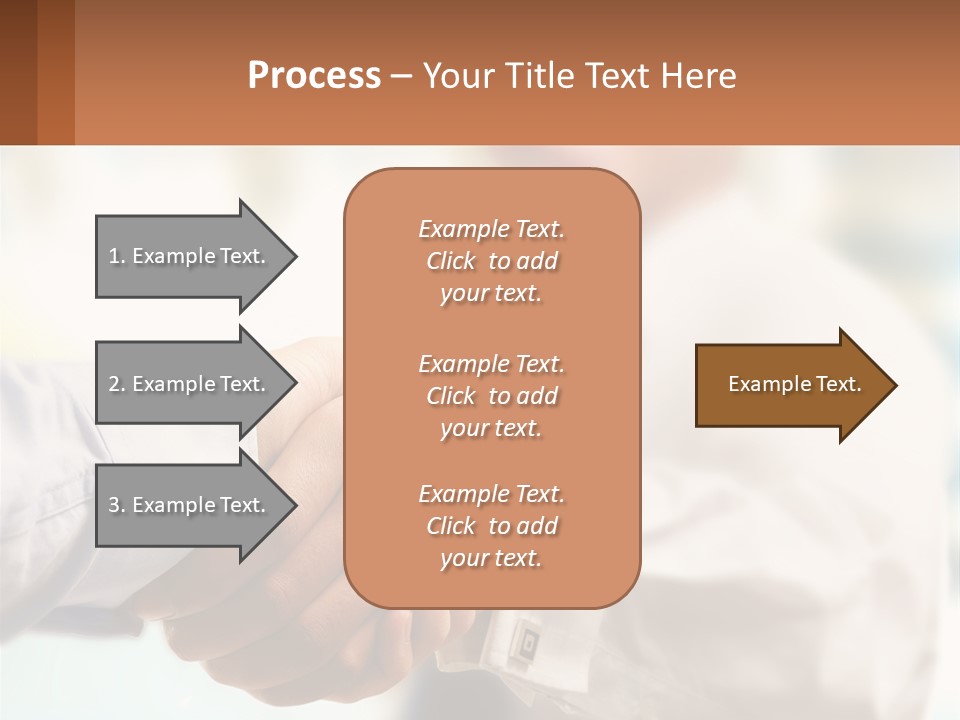 Two People Shaking Hands In Front Of A Blurry Background PowerPoint Template