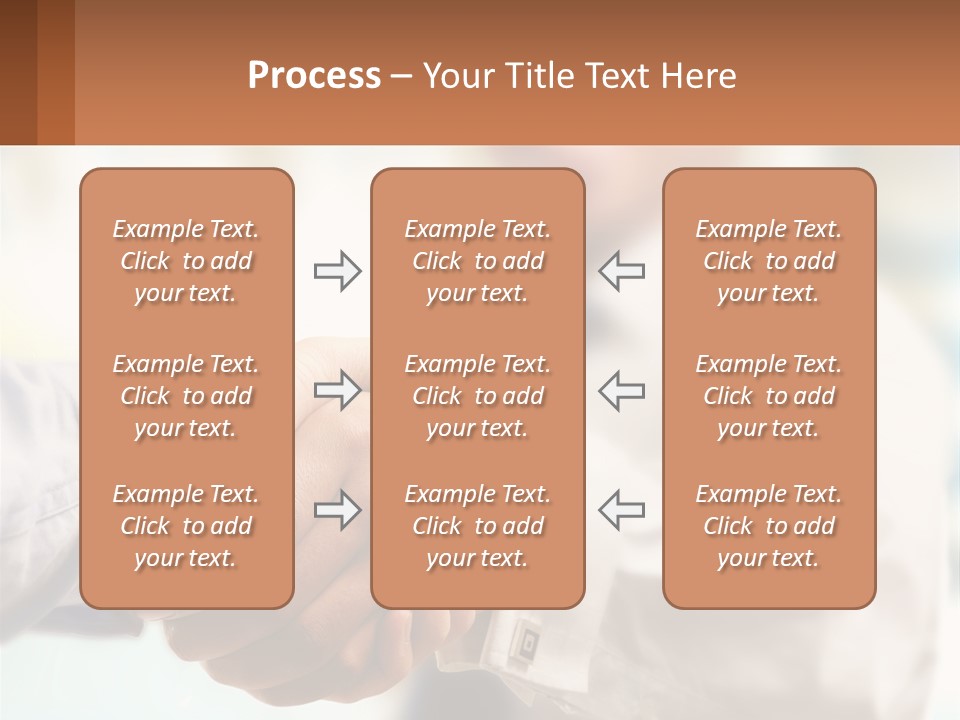 Two People Shaking Hands In Front Of A Blurry Background PowerPoint Template