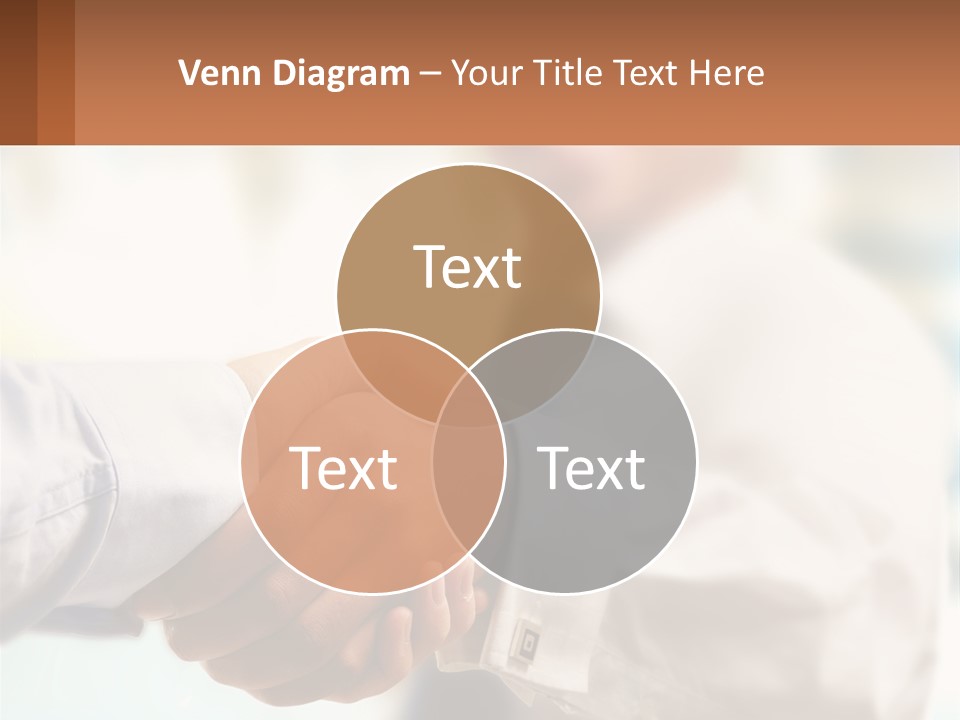 Two People Shaking Hands In Front Of A Blurry Background PowerPoint Template