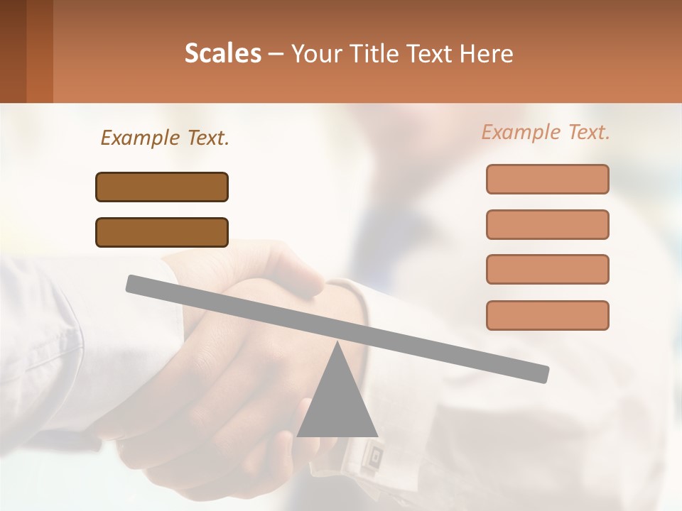 Two People Shaking Hands In Front Of A Blurry Background PowerPoint Template