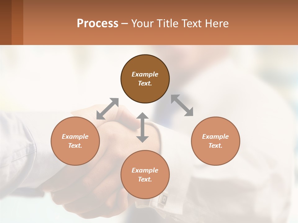 Two People Shaking Hands In Front Of A Blurry Background PowerPoint Template