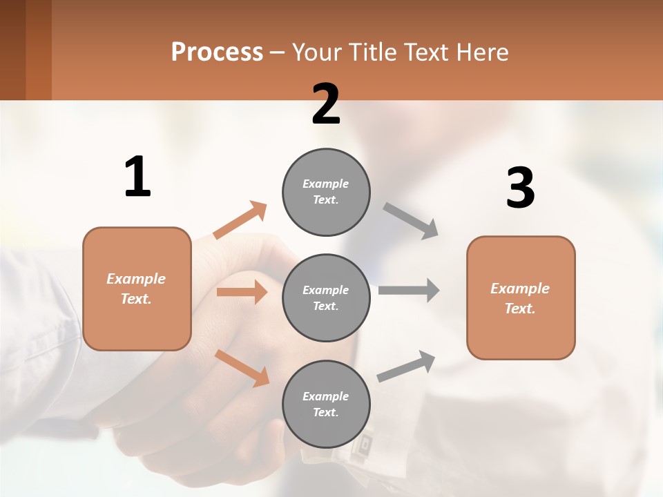 Two People Shaking Hands In Front Of A Blurry Background PowerPoint Template