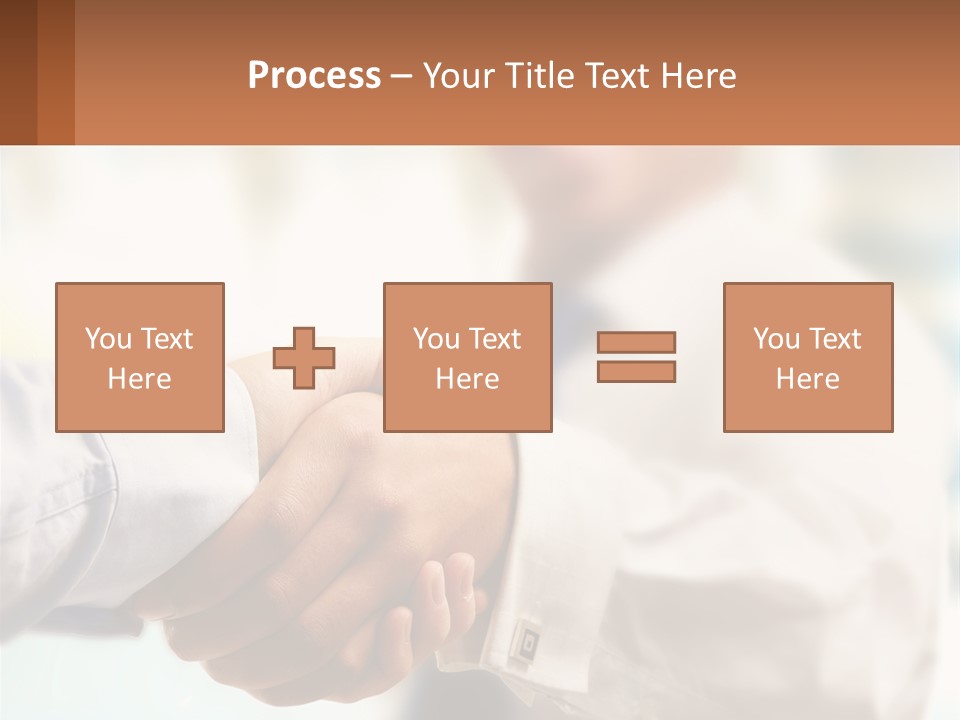 Two People Shaking Hands In Front Of A Blurry Background PowerPoint Template