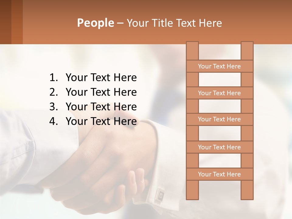 Two People Shaking Hands In Front Of A Blurry Background PowerPoint Template