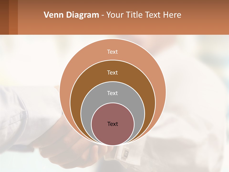 Two People Shaking Hands In Front Of A Blurry Background PowerPoint Template